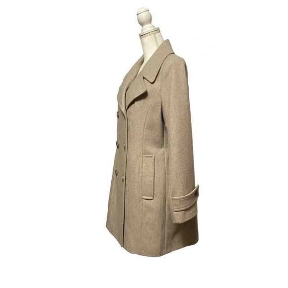Anne Klein Women’s Classic Double Breasted Coat Oatmeal